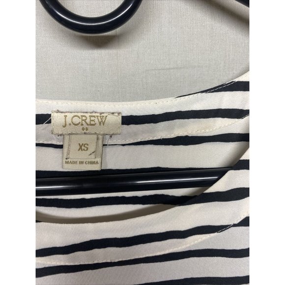 J. Crew Womens Sleeveless Blouse Shirt Tank Top Black Stripe XS Scoop Neck Light - Picture 4 of 5